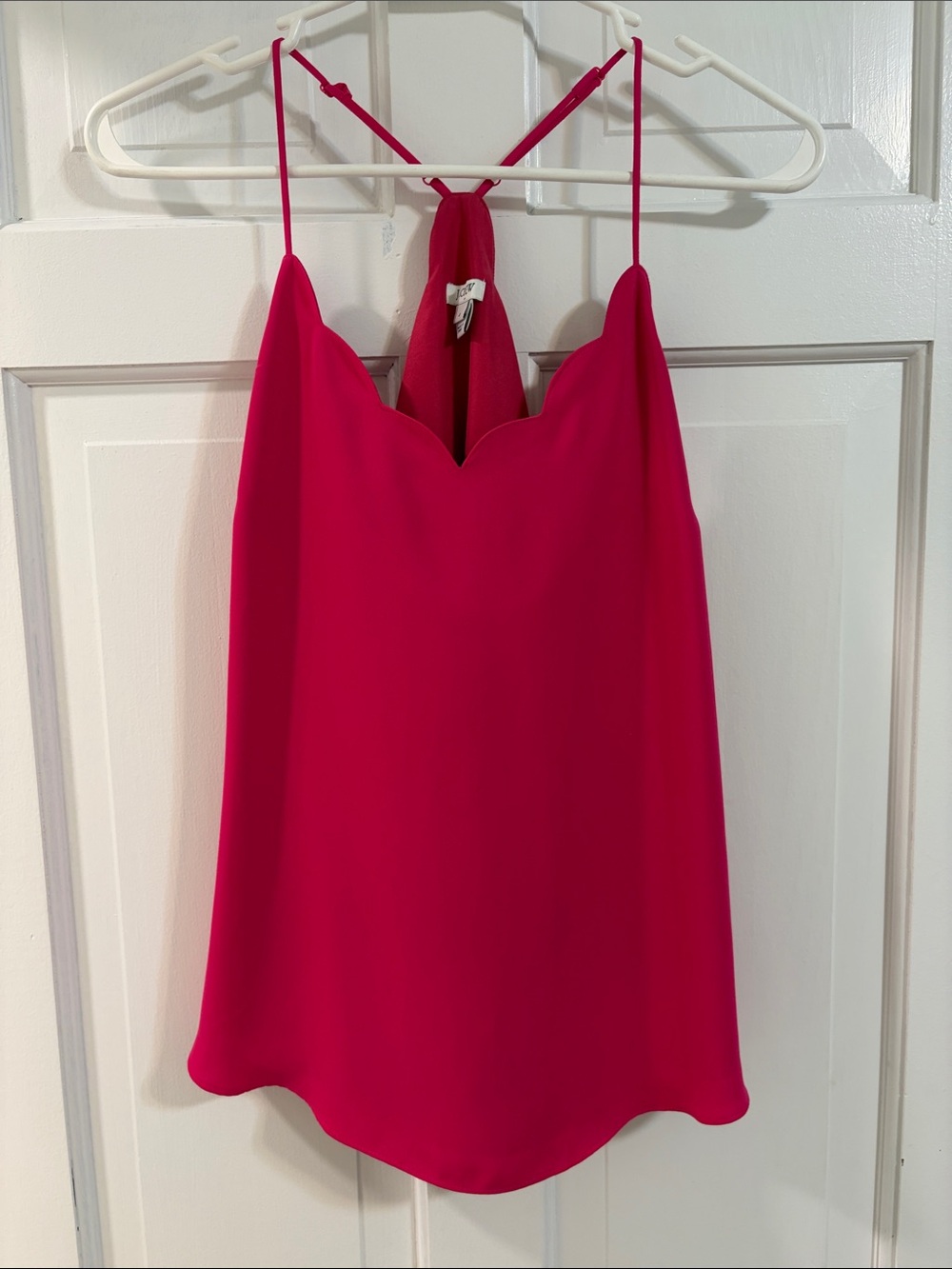 Women's Scallop Neck Spaghetti Strap Top - Hot Pink
